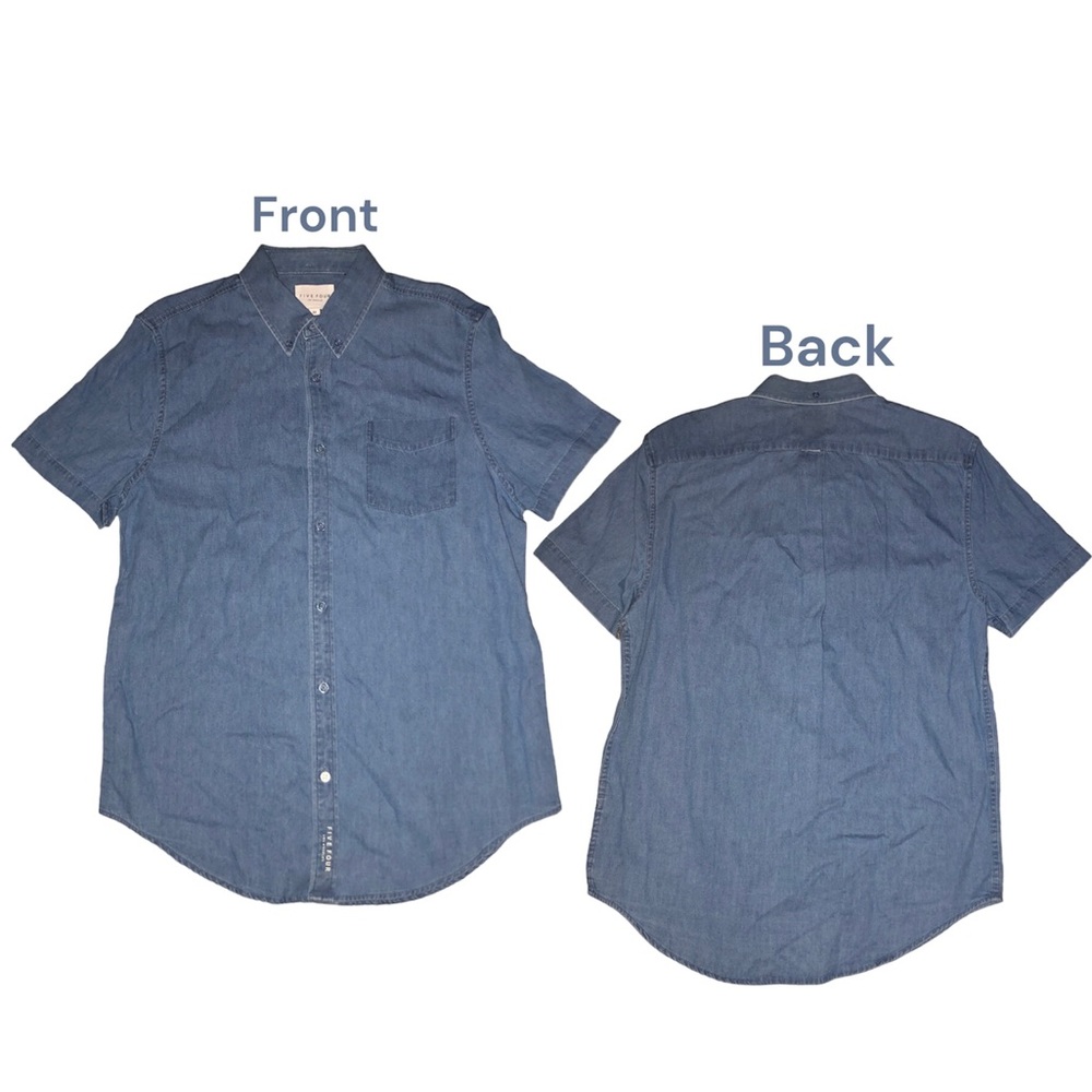 Five Four Button Down Shirt Men’s Size M Chambray Short Sleeve Blue NEW
